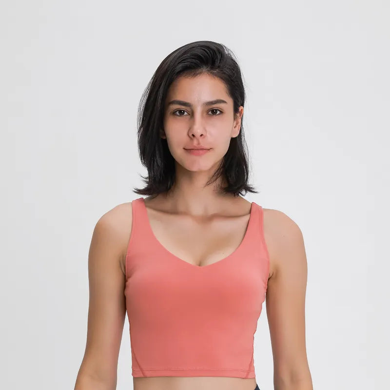 Tank Top with Shelf Built In Bra Crop Top with Removable Padding